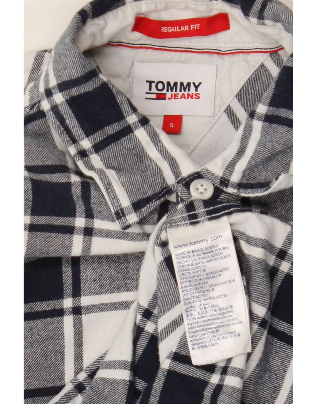 Cămașă de flanel TOMMY HILFIGER pentru bărbați, bumbac cu carouri, albastru marin