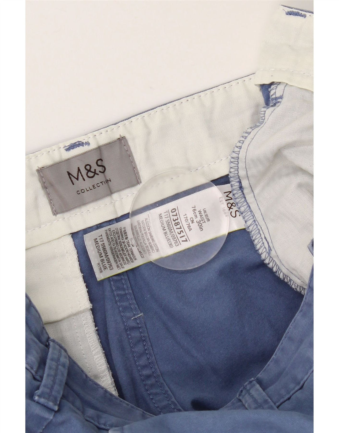 Pantaloni scurți chino pentru bărbați Marks & Spencer W30, mediu, bleumarin, bumbac