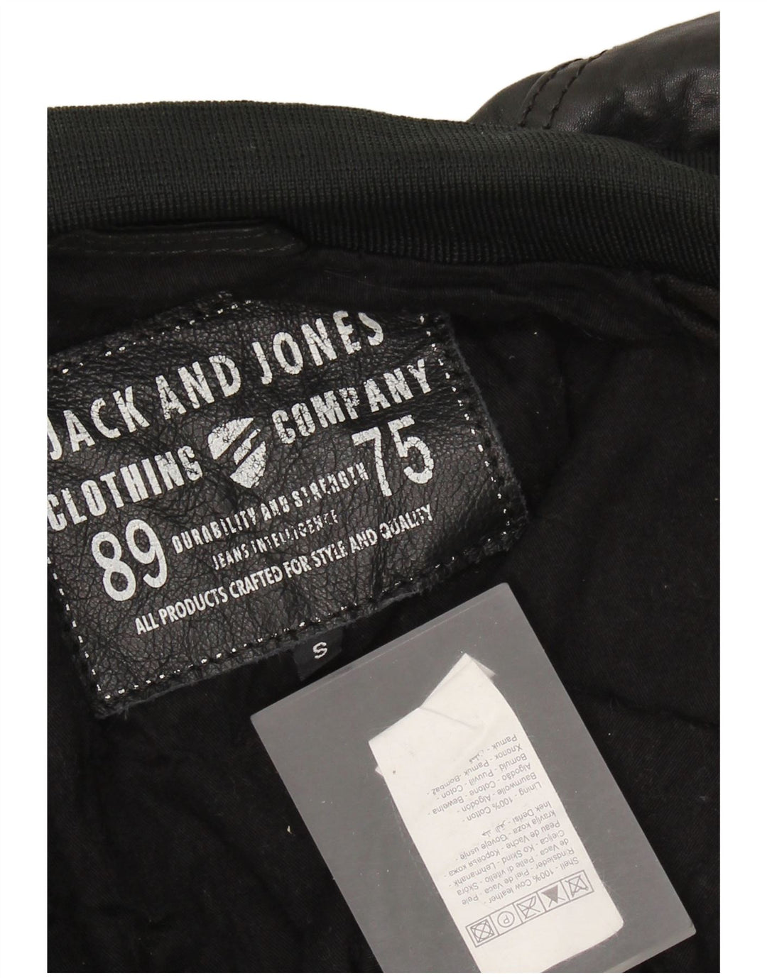 Jack & Jones Bomber din piele pentru bărbați UK 36 Mic din piele neagră