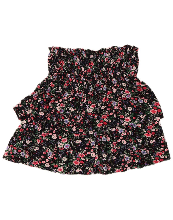 Fusta cu volane pentru femei JOE BROWNS UK 12 Medium W30 Viscoză florală neagră