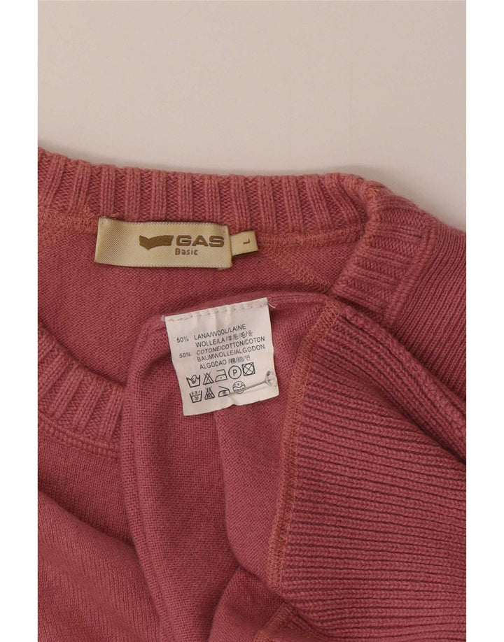 Pulover pentru bărbați Gas cu gât rotund, lână mare, roz