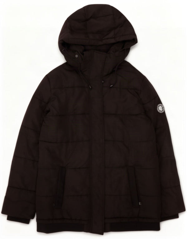 Dkny Palton capitonat supradimensionat cu glugă pentru femei UK 14 Medium Black Poliester