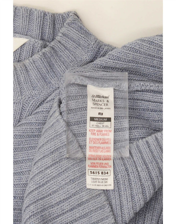 Pulover pentru bărbați Marks & Spencer, cu gât crew, bumbac albastru mediu