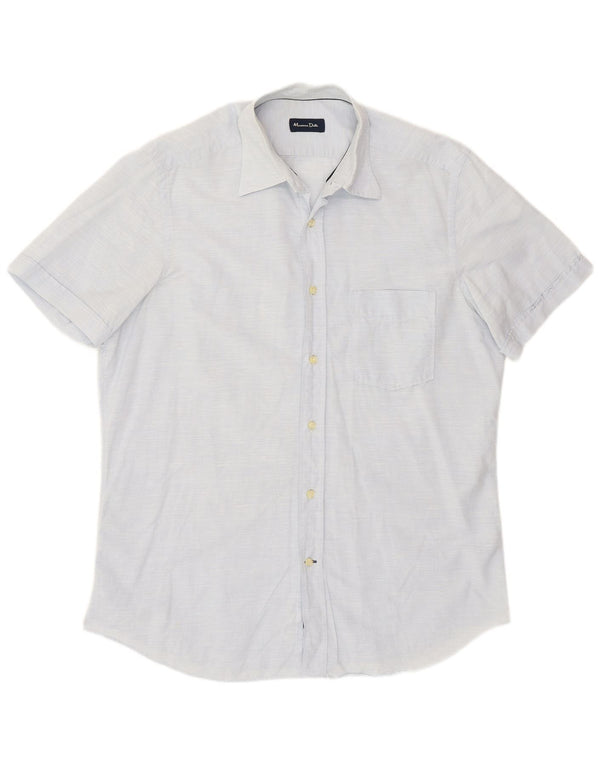 Cămașă cu mânecă scurtă Massimo Dutti pentru bărbați, bumbac cu dungi albastre