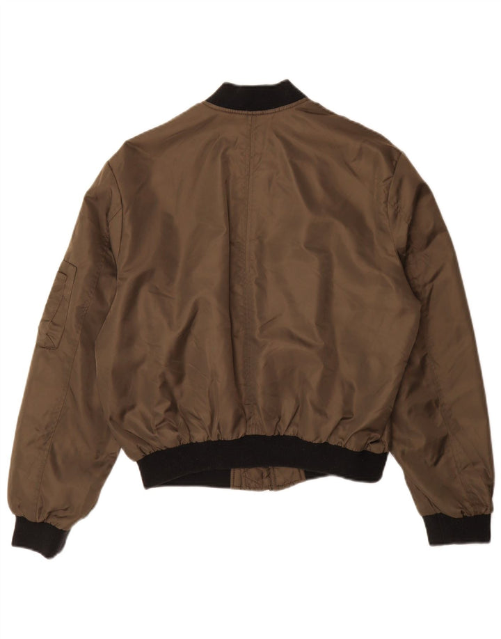 Jachetă bomber supradimensionată pentru femei Zara UK 10 Mic Kaki Poliamidă color bloc