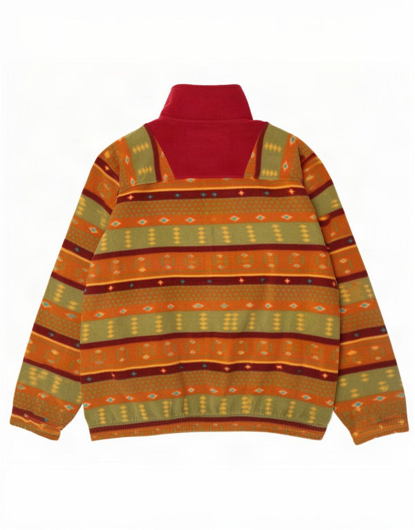 Jumper vintage pentru bărbați, cu fermoar și gât, fleece XL, multicolor, geometric