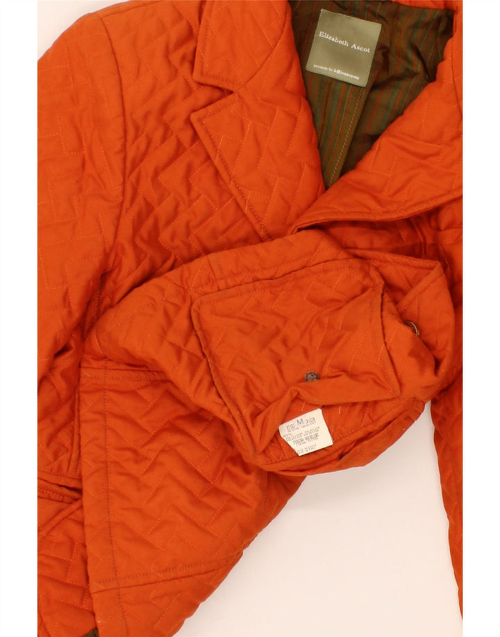 ELIZABETH ASCOT Womens Quilted Jacket UK 14 Medium Orange Polyester | Vintage Elizabeth Ascot | Thrift | Second-Hand Elizabeth Ascot | Used Clothing | Messina Hembry 