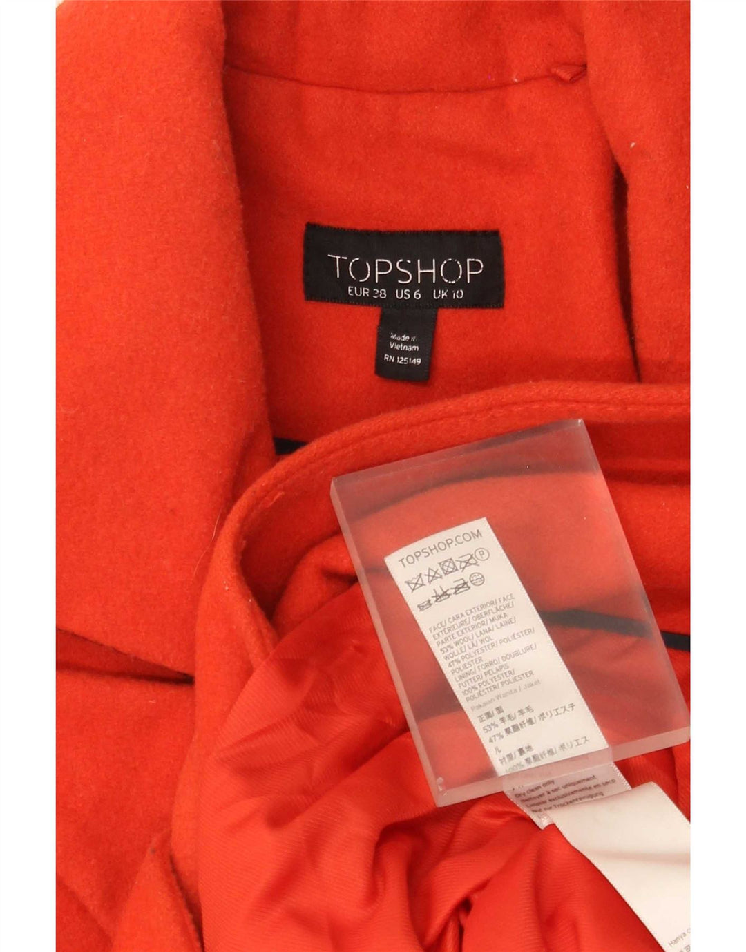 Palton dublu pentru femei Topshop UK 10 Lână portocalie mică