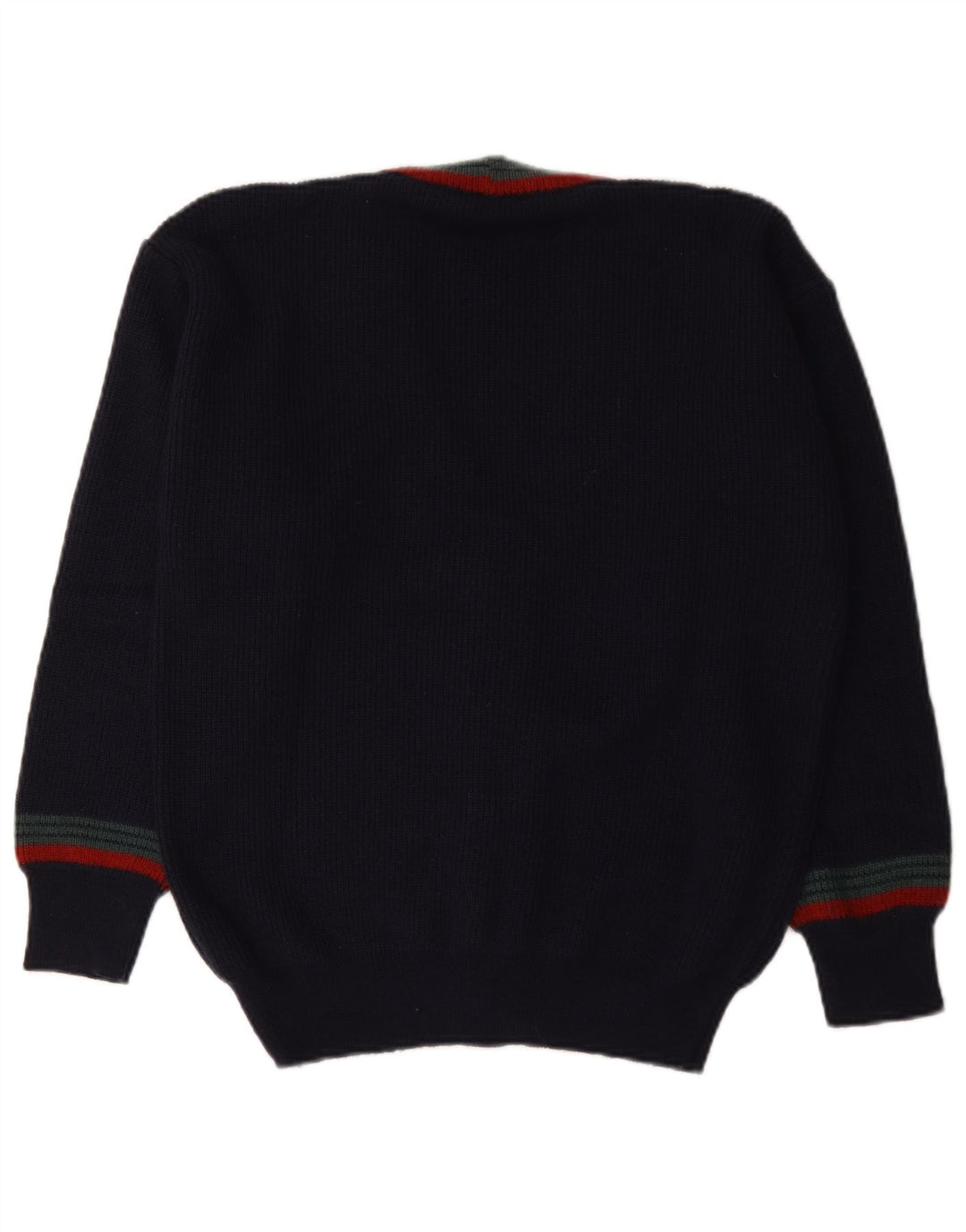 Pulover Cardigan Vintage pentru bărbați IT 48 Medium Bleumarin Lână cu dungi