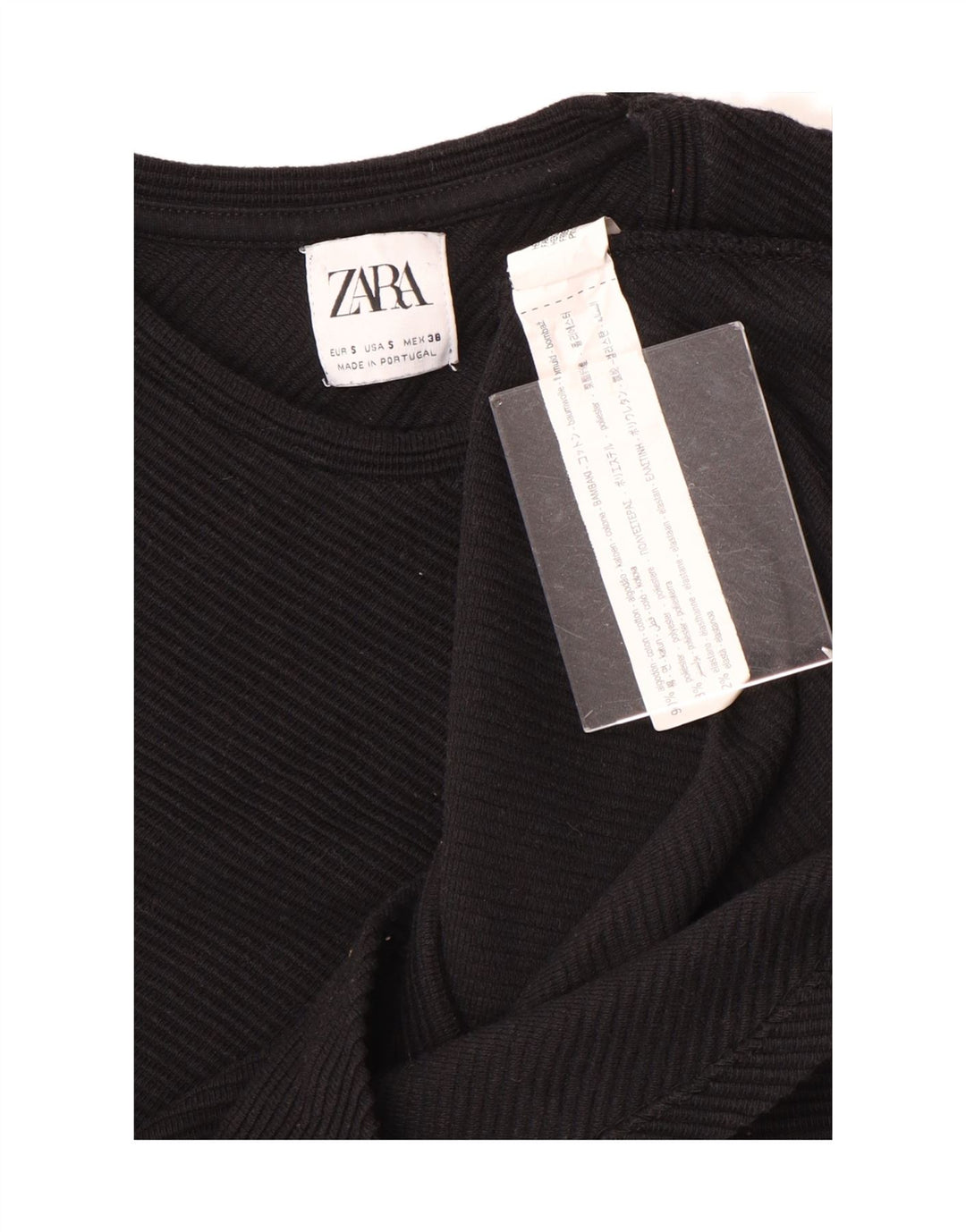 Top pentru bărbați Zara cu mânecă lungă, mic, negru, bumbac