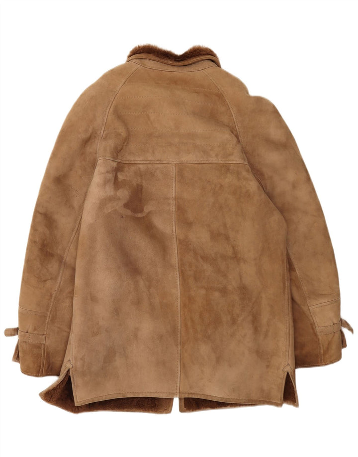 Jachetă vintage bărbați din shearling IT 48 din piele maro medie