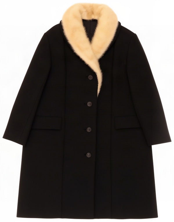 Vintage Womens Overcoat UK 14 Large Black