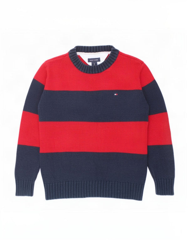 Pulover Tommy Hilfiger pentru băieți, cu decolteu, 3-4 ani, bumbac cu dungi roșii