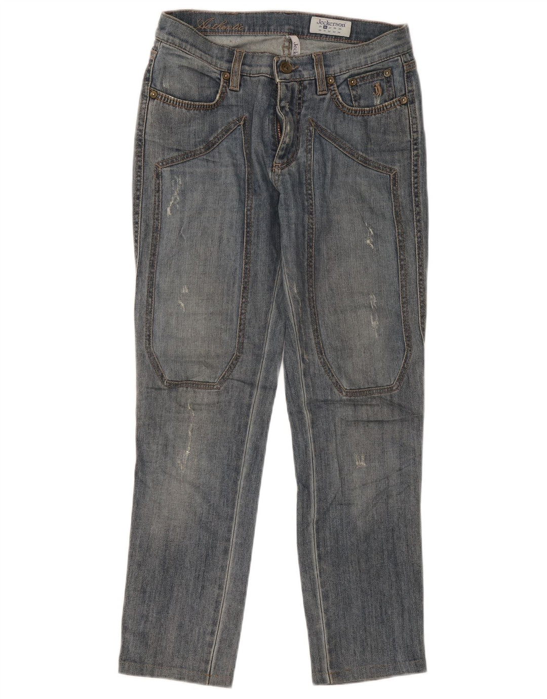 Jeckerson Blugi slim pentru femei Distressed W26 L26 Bumbac albastru