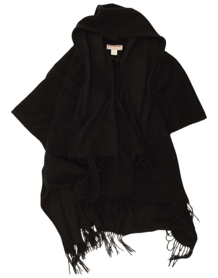 Palton poncho cu glugă pentru femei Easy Comfort, mărime unica, lână neagră