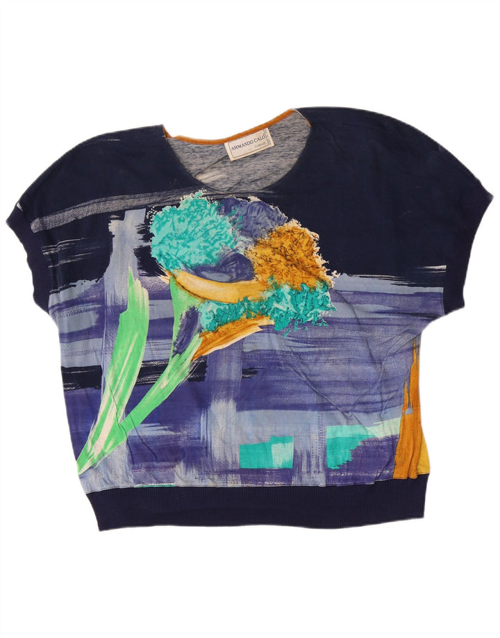 Bluză cu model abstract pentru femei Armando Calo Top IT 46 Mare bleumarin