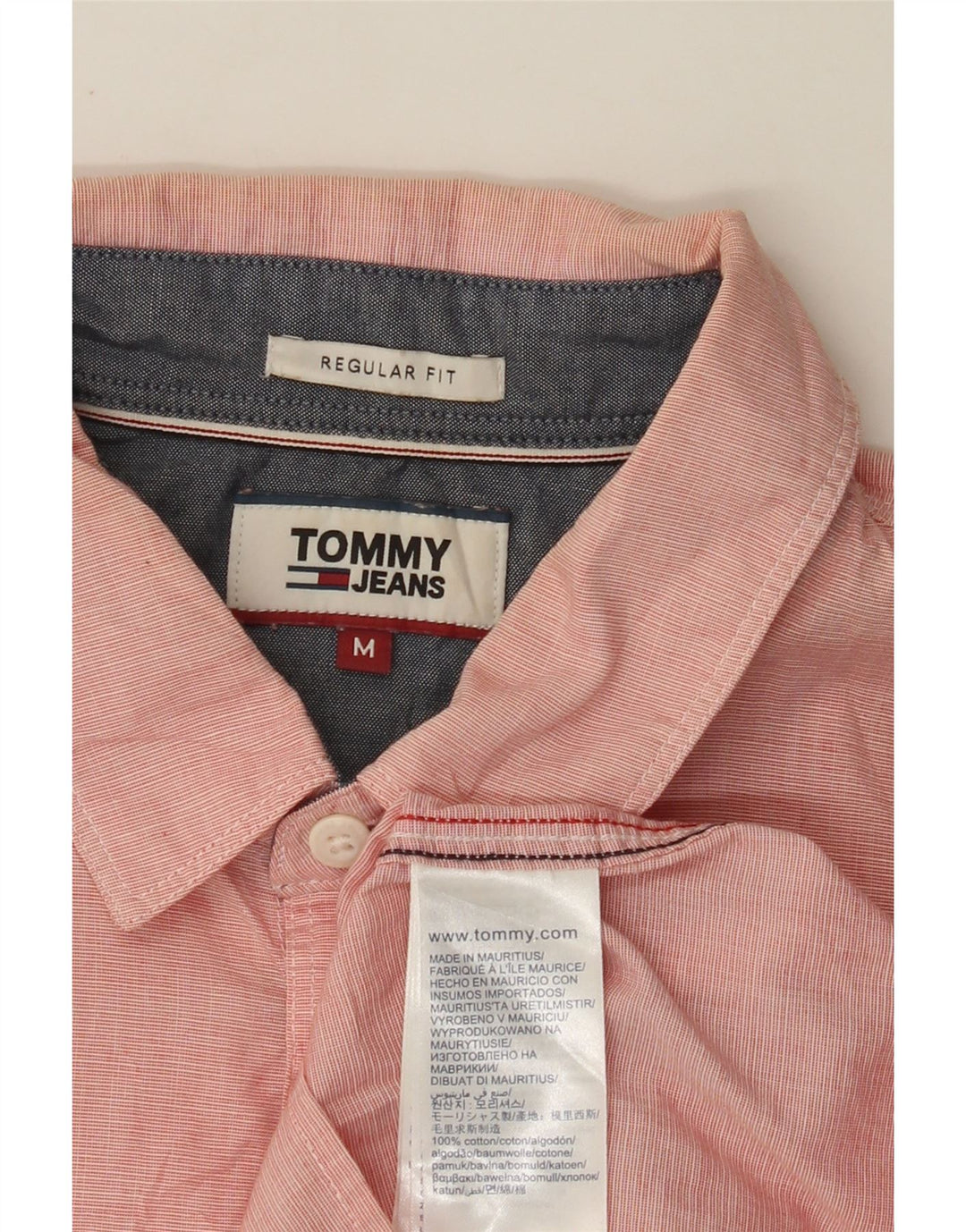 Cămașă TOMMY HILFIGER pentru bărbați, bumbac, culoarea normală, roz mediu