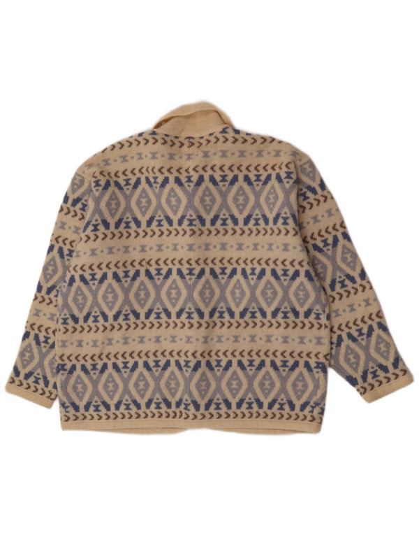 Pulover cardigan supradimensionat pentru femei Laura Ashley UK 18 XL alb catifelat geometric