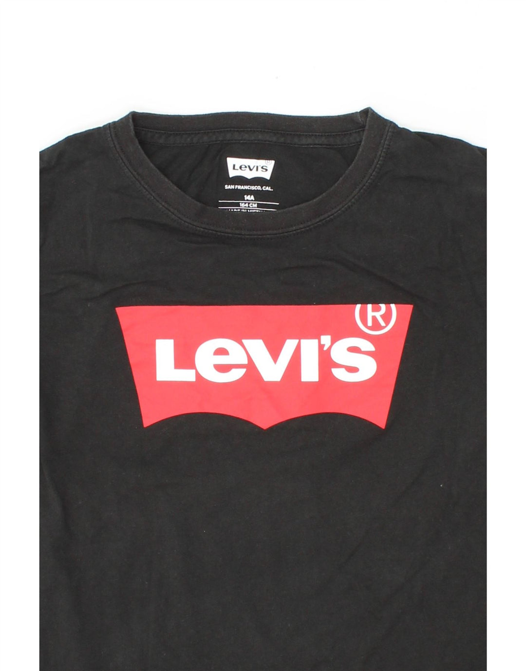LEVI'S Boys Graphic Top Long Sleeve 13-14 Years Black Cotton Vintage Levi's and Second-Hand Levi's from Messina Hembry 