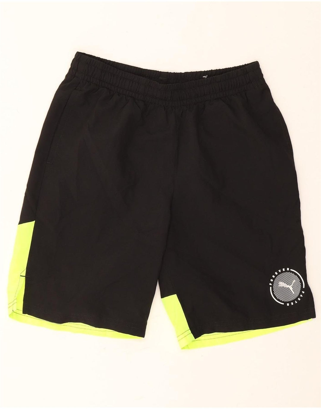 Pantaloni scurți sport Puma pentru băieți 13-14 ani, negru, poliester color bloc