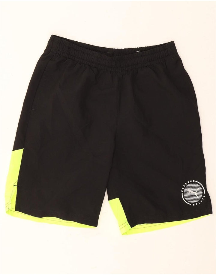Pantaloni scurți sport Puma pentru băieți 13-14 ani, negru, poliester color bloc