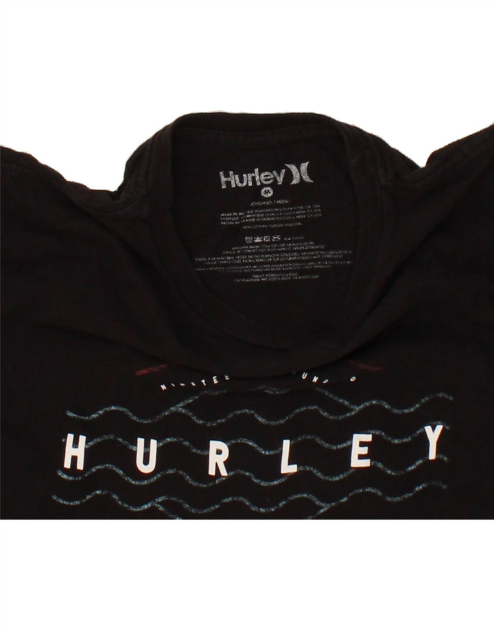 HURLEY Mens Graphic T-Shirt Top Medium Black Cotton Vintage Hurley and Second-Hand Hurley from Messina Hembry 