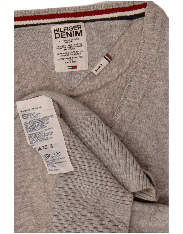 Pulover cu decolteu în V Tommy Hilfiger pentru bărbați, bumbac cu pete gri mediu