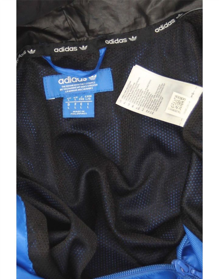 Jachetă de ploaie cu glugă pentru bărbați Adidas UK 40, mare, albastru, poliester
