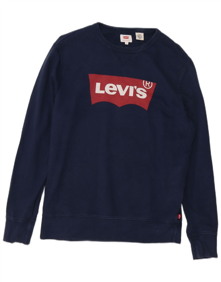 Hanorac grafic pentru bărbați LEVI'S Pulover mic din bumbac bleumarin