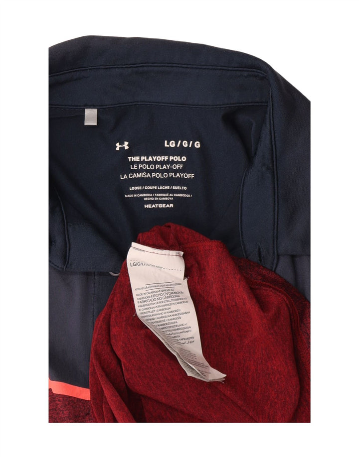 Cămașă polo Under Armour pentru bărbați, mare, din poliester color block, bordeaux