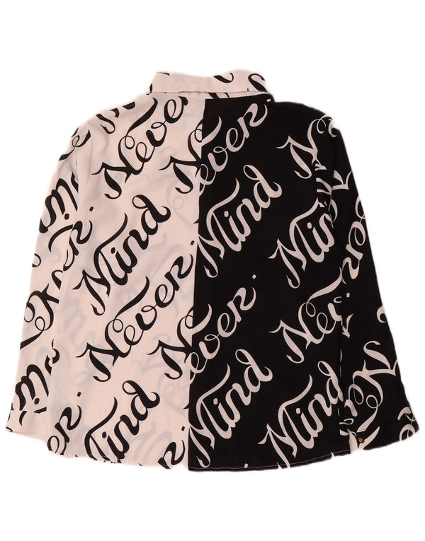Bluză cu cămașă cu grafică vintage pentru femei UK 12 Medium White Colorblock