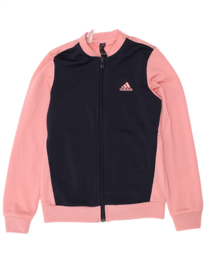 Jachetă de trening pentru fete Adidas 9-10 ani, roz, poliester color bloc