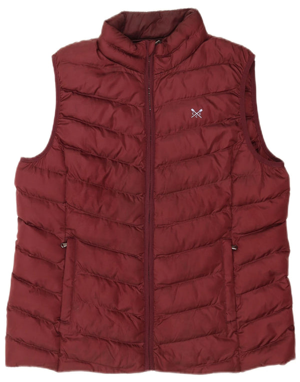 Crew Clothing Womens Padded Gilet UK 16 Large Burgundy Polyester