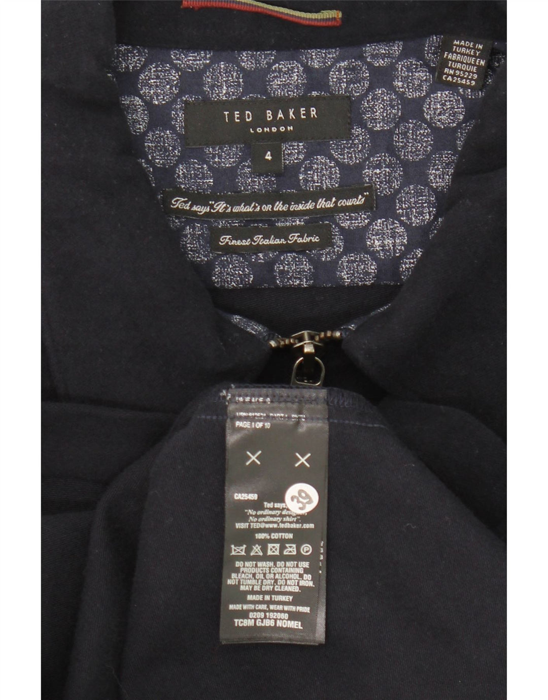 Jachetă bomber pentru bărbați Ted Baker Mărimea 4 mare, bumbac bleumarin