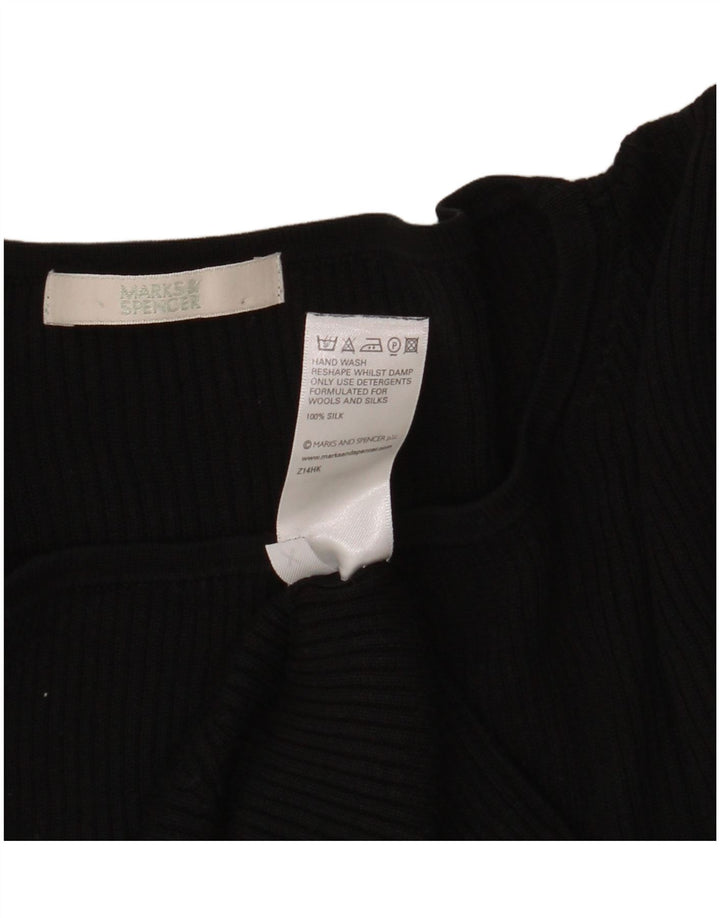 Marks & Spencer Top pentru femei cu mâneci 3/4 UK 18 XL, mătase neagră