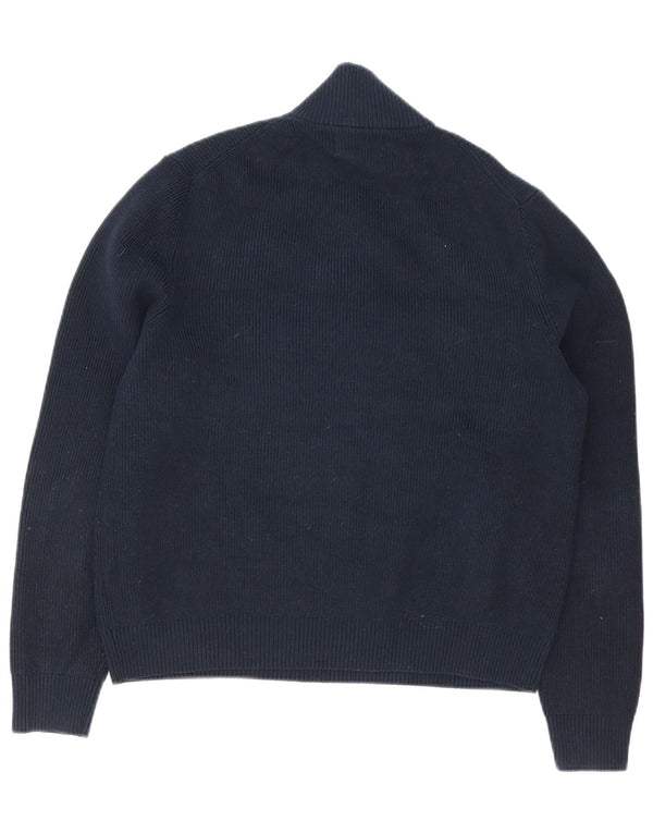 Pulover pentru bărbați Marks & Spencer, cu fermoar, cu gât, XL, bumbac bleumarin
