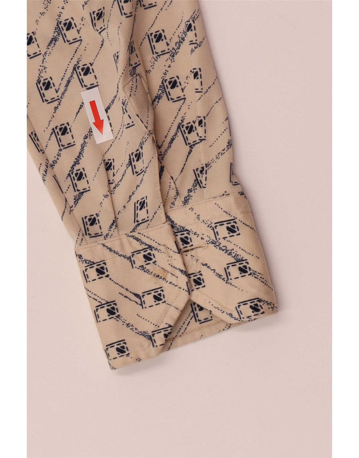 Cămașă vintage pentru femei UK 12 Medium Bej Geometric