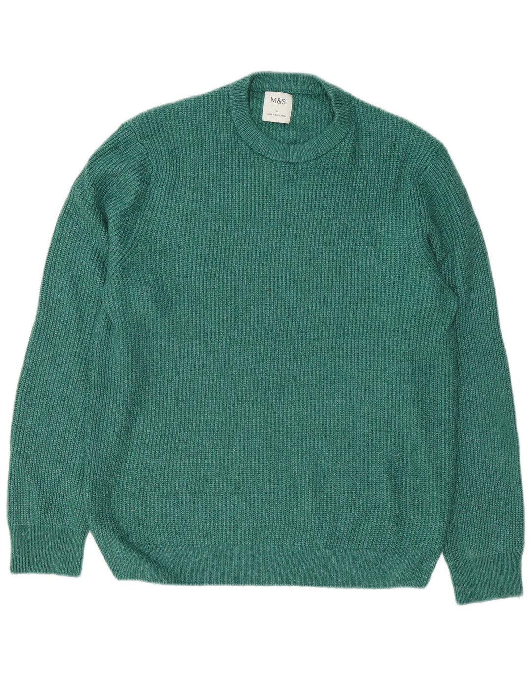 Pulover pentru bărbați Marks & Spencer, cu gât crew, poliamidă verde mare