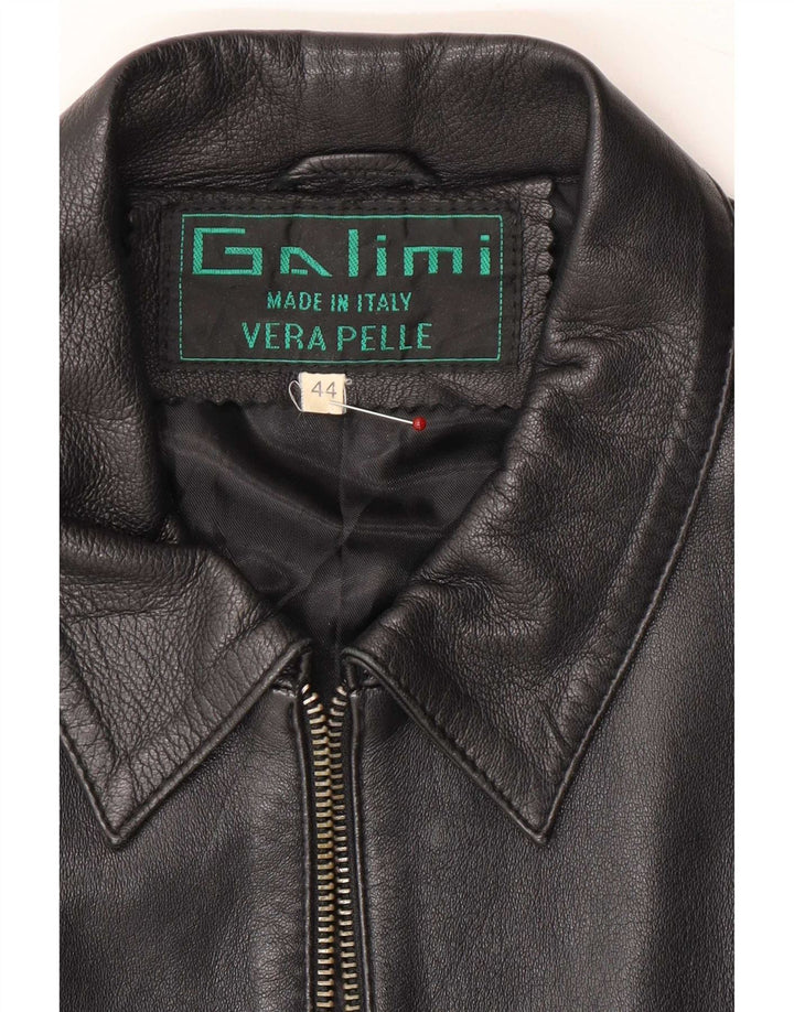 Jachetă Bomber din piele vintage pentru femei IT 44 Medium Black