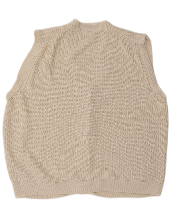 Pulover pentru bărbați, fără mâneci, cardigan, cu o formă lejeră, din bumbac alb, mic