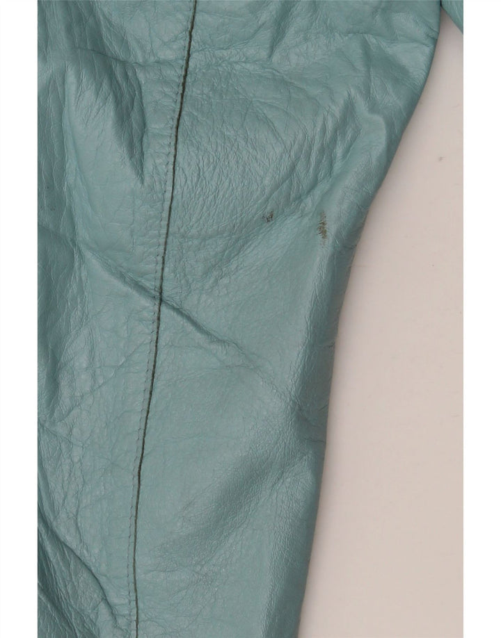Jachetă Bolero din piele vintage pentru femei cu mâneci 3/4 IT 42 din piele albastră medie