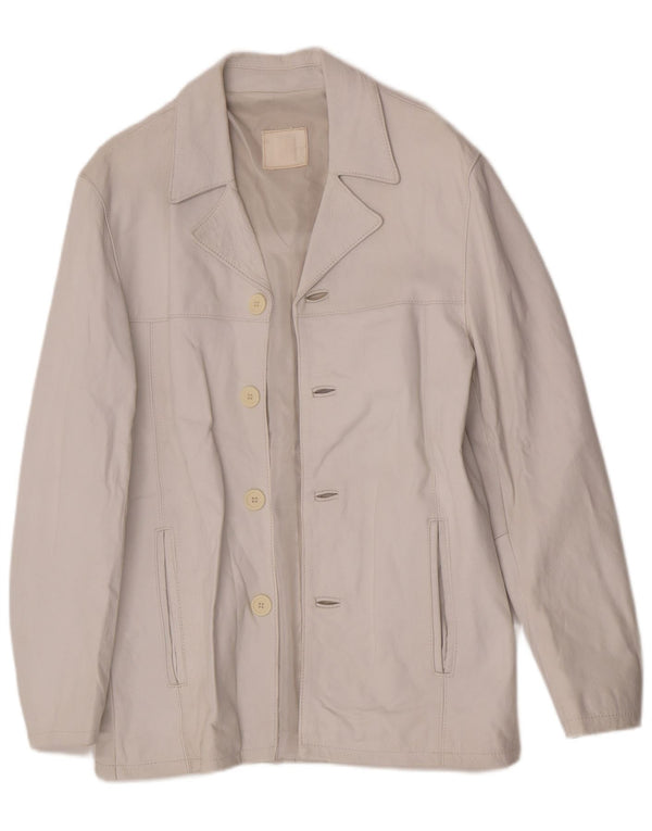 Jachetă de piele vintage pentru femei UK 10 Small White