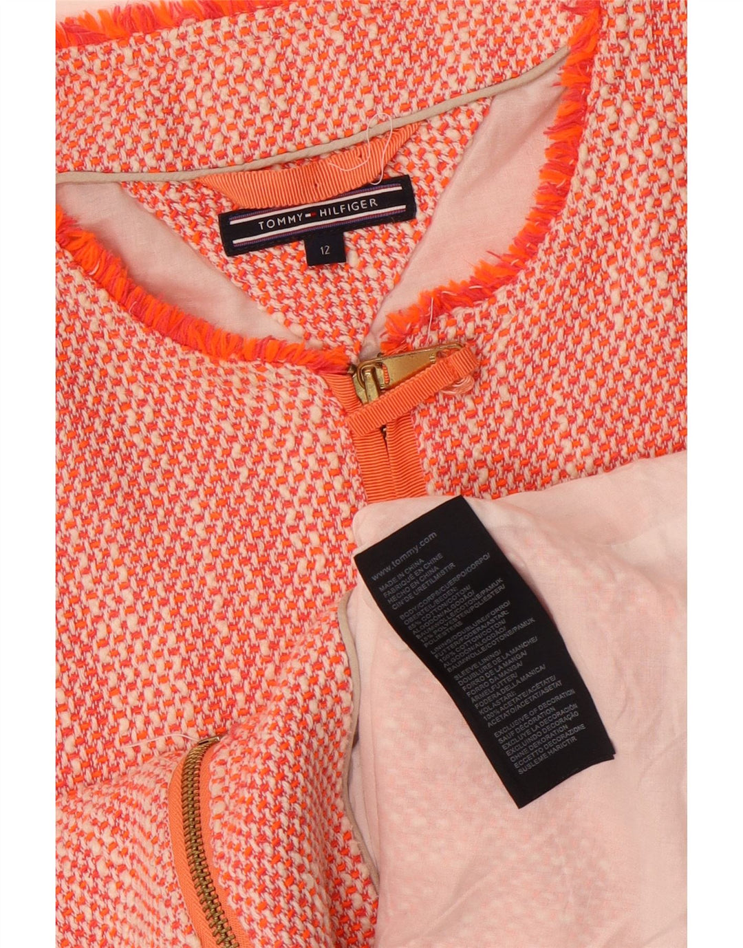 Jachetă pentru femei Tommy Hilfiger Crop Blazer US 12 mare bumbac portocaliu