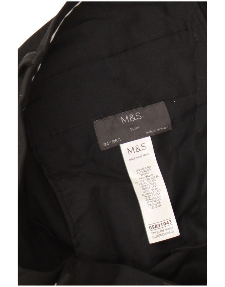 Marks & Spencer Pantaloni subțiri pentru bărbați L34 L31 Poliester negru
