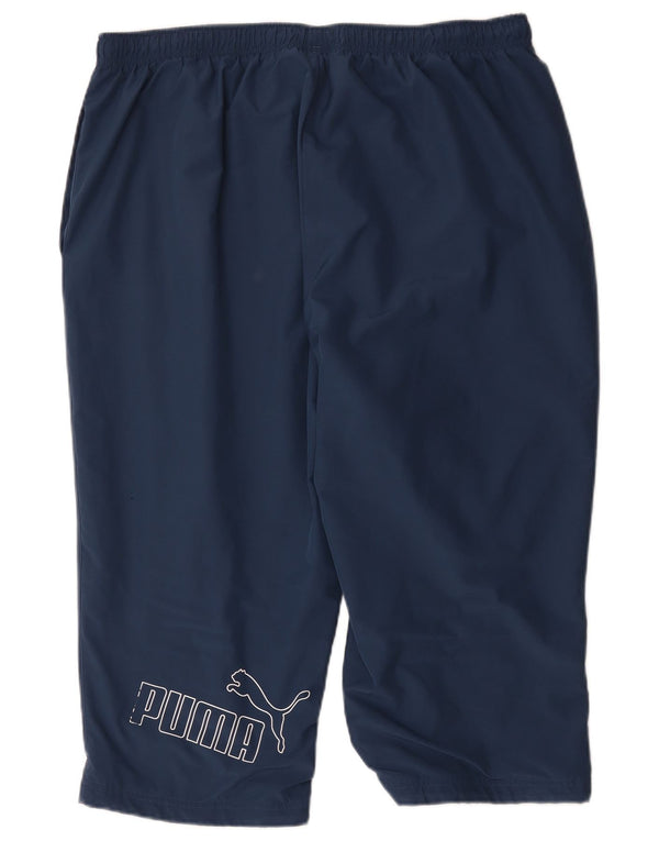 Puma Mens Graphic Capri Tracksuit Trousers 2XL  Navy Blue Polyester