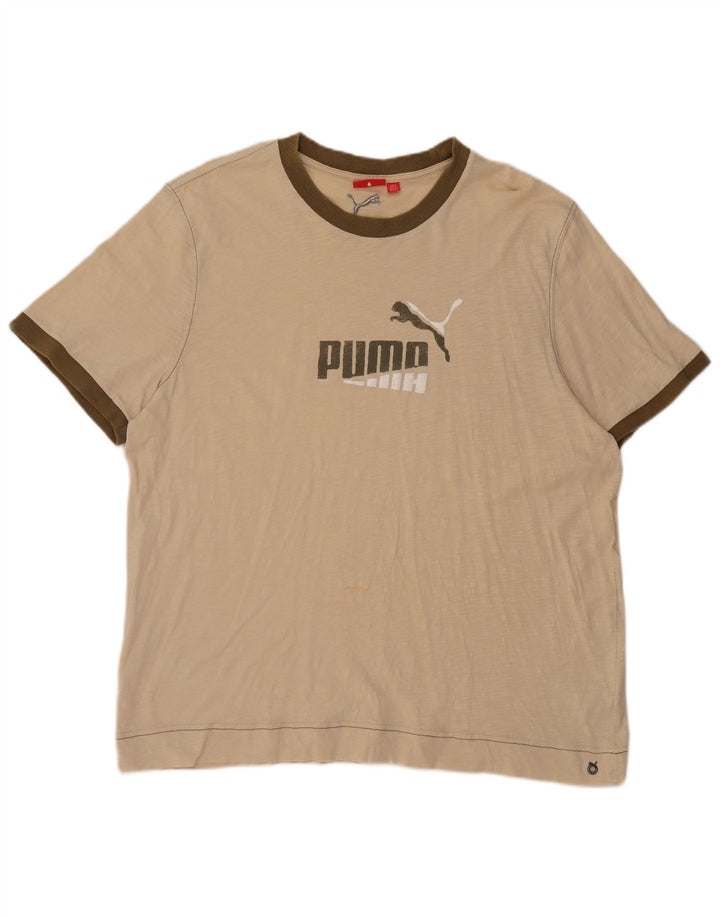 Tricou grafic Puma pentru bărbați Top 2XL, bumbac, bej