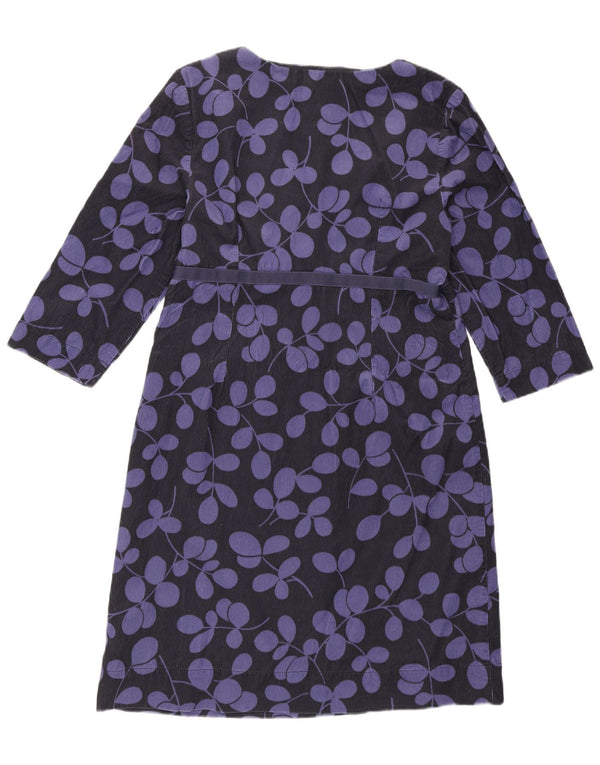 BODEN Rochie pentru femei, cu mâneci 3/4 din velur, rochie mare, mov, florală, UK 14