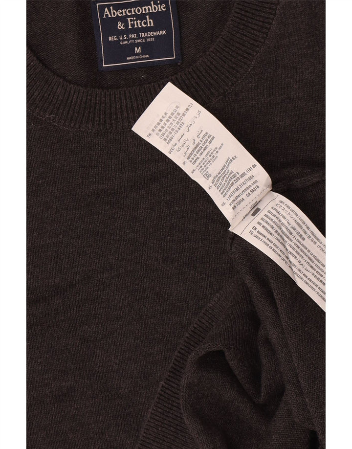 Pulover Abercrombie & Fitch pentru bărbați, cu gât crew, bumbac, gri mediu
