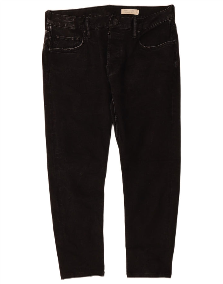 ALL SAINTS Blugi tăiați cu țigară pentru bărbați W33 L24 bumbac negru