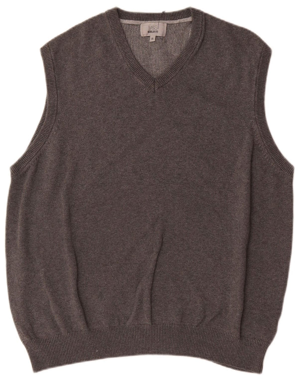 Marks & Spencer Mens Regular Fit Vest Tank Top XL Bumbac gri